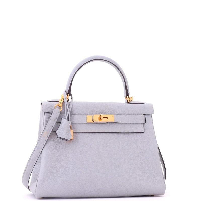 Hermes Kelly Handbag Blue Togo with Gold Hardware 28 - 3