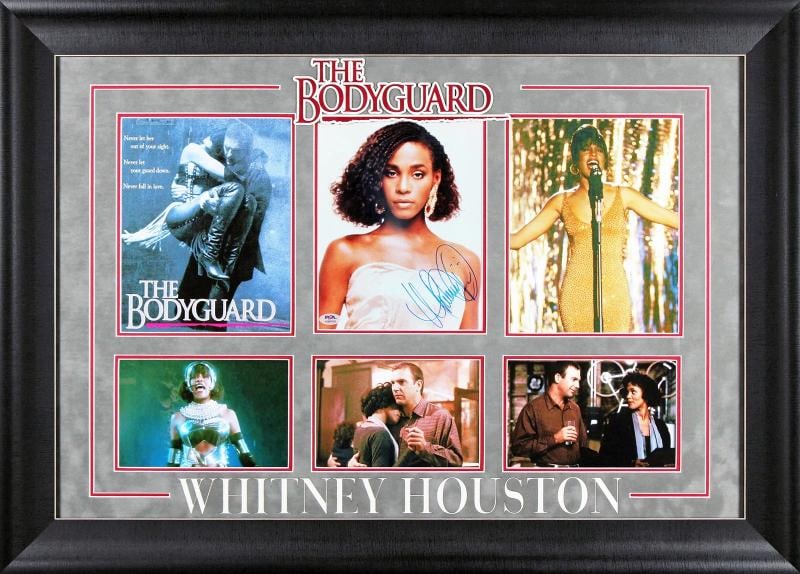 Whitney Houston The Bodyguard Authentic Signed 8x10 Framed Photo PSA #AQ08153: Object Type: Photograph,Autograph Authentication: PSA,Original/Reproduction: Original,PRODUCT_COA: PSA,PRODUCT_SIGNED_BY_NAME: Whitney Houston,PRODUCT_SIGNED_BY_BRAND: The Bodyguard,Country of