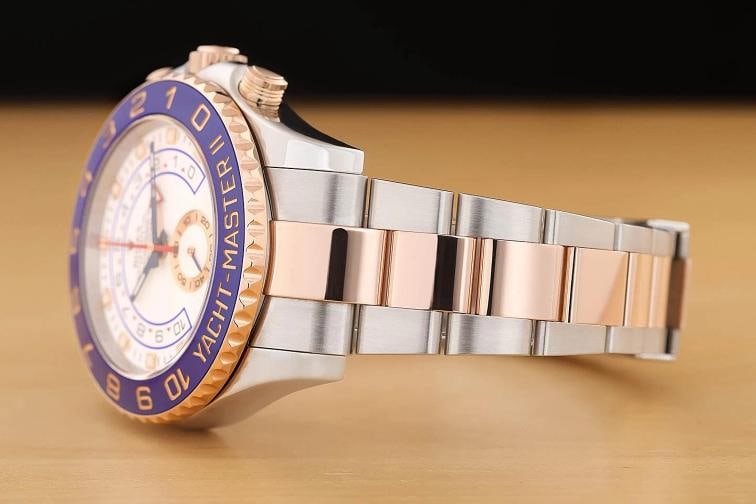 2017 CARD ROLEX YACHT-MASTER II 116681 18K ROSE GOLD STEEL BLUE WHITE 44MM WATCH - 4