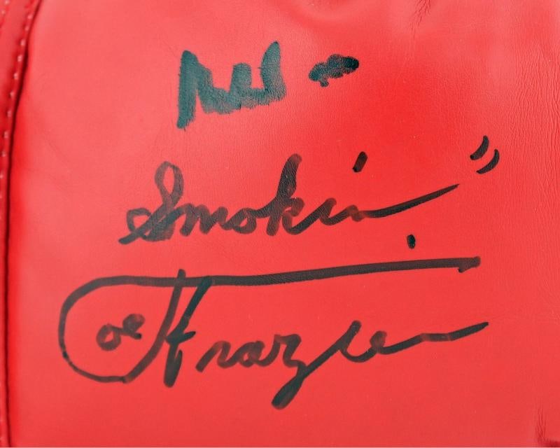 Muhammad Ali & Joe Frazier Signed Red Everlast Boxing Glove PSA/DNA #AA84100 - 2
