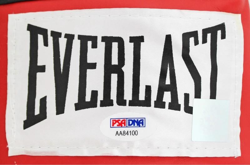 Muhammad Ali & Joe Frazier Signed Red Everlast Boxing Glove PSA/DNA #AA84100 - 4