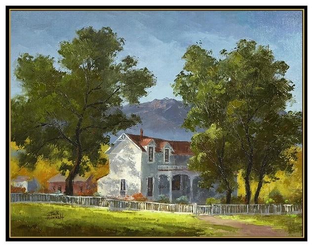 Jack Hannah Rare Original Painting Oil On Canvas Landscape Signed Framed Artwork - 2