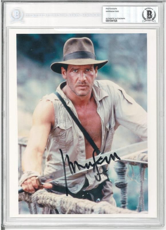 HARRISON FORD SIGNED AUTOGRAPH SLABBED INDIANA JONES 8X10 PHOTO BECKETT BAS: Country of Origin: United States,Industry: Music,Size: 8X10,Signed: Yes,Autograph Authentication: Beckett,Object Type: Photograph,Original/Reproduction: Original