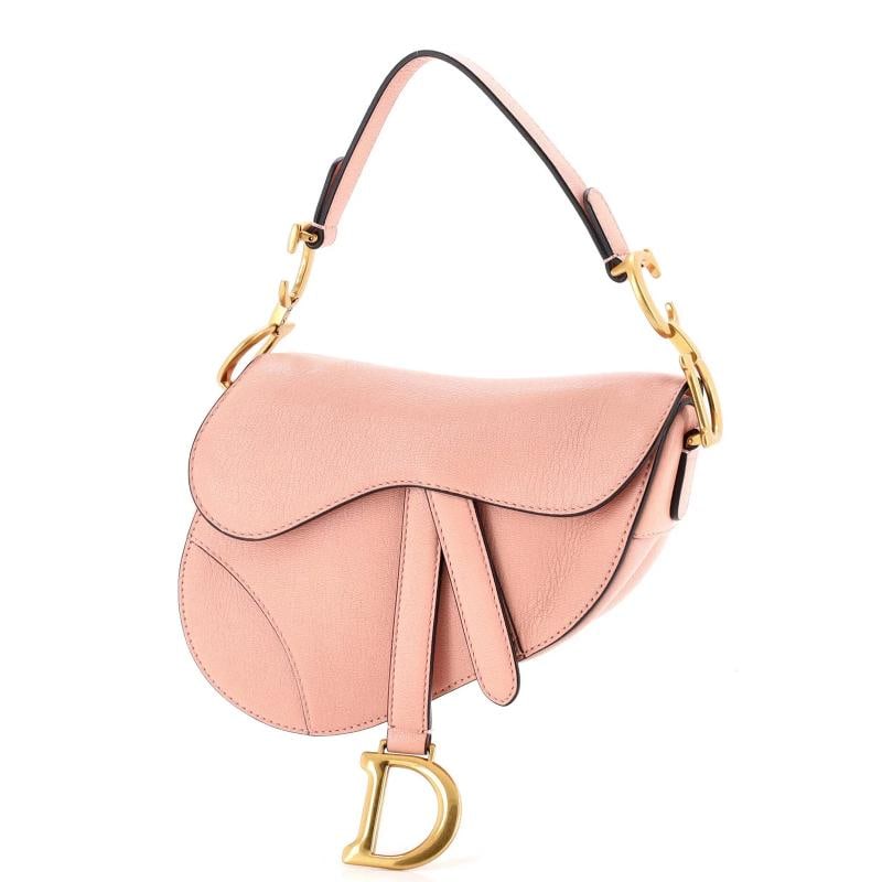 Christian Dior Saddle Handbag Leather Mini: Condition: Pre-owned - Good,Brand: Christian Dior,Exterior Material: Leather,Style: Shoulder Bags,Exterior Color: Pink,Department: Women,Size: Mini