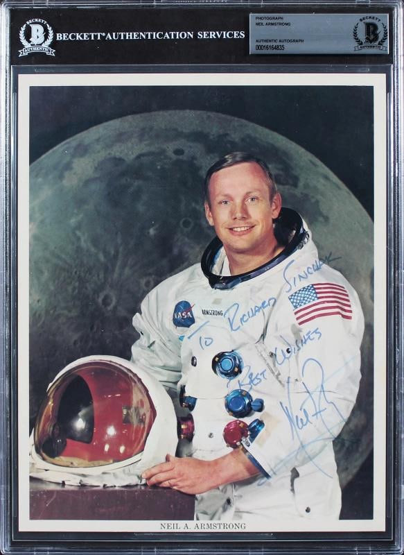 Neil Armstrong Apollo 11 "Best Wishes" Signed 8x10 NASA Photo BAS Slabbed (1 of 5)
