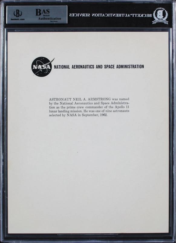 Neil Armstrong Apollo 11 "Best Wishes" Signed 8x10 NASA Photo BAS Slabbed - 5
