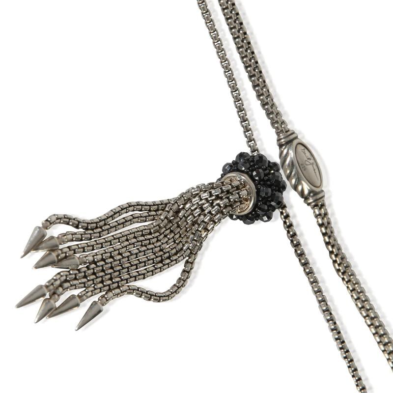 David Yurman Sterling Silver Hematite Berries Tassel Necklace - 2