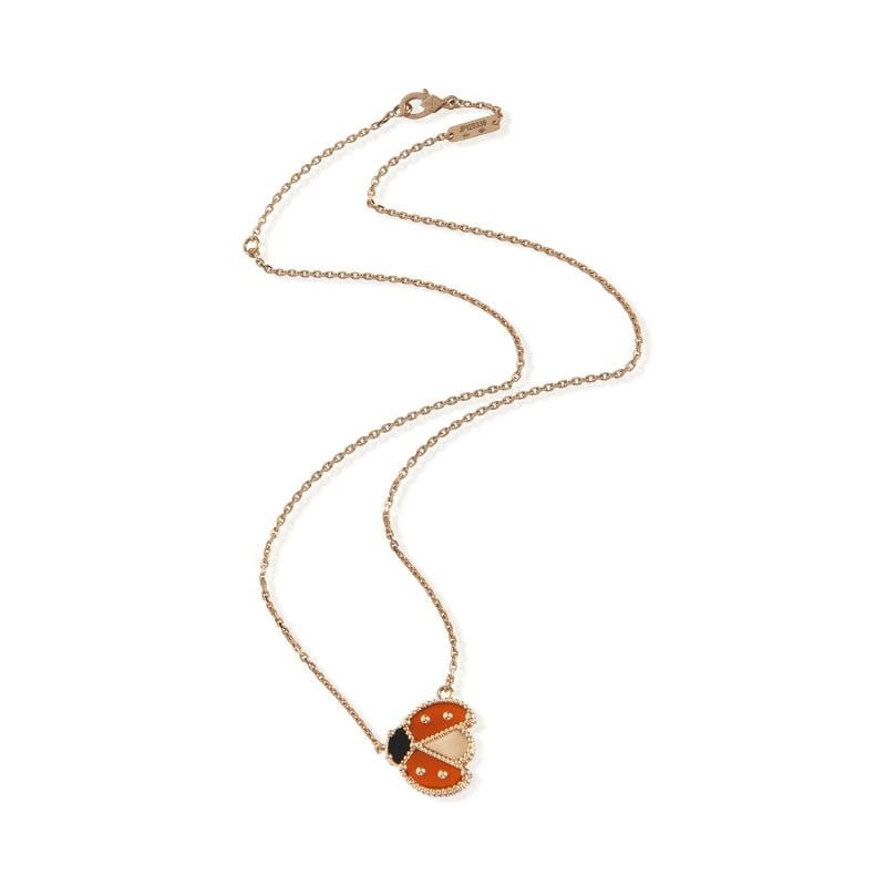 Van Cleef & Arpels Rose Gold Carnelian and Onyx Lucky Spring Pendant - 3