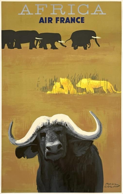 Original Vintage Poster AFRICA AIR FRANCE Airline Travel Tourism MCM LINEN: Condition: Used,Type: Poster,Airline: Air France,Country of Origin: France,Modified Item: No Condition: Very Good / Good * (linen backed; restored minor edge wear, small losses and tiny tears; there i