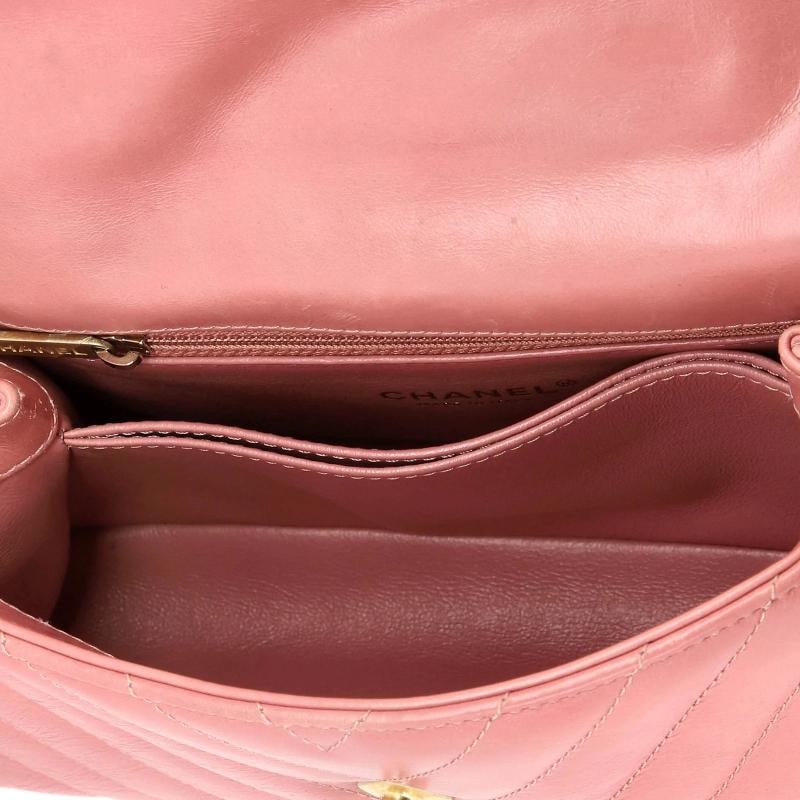 Chanel Coco Top Handle Bag Chevron Calfskin with Lizard Mini - 5