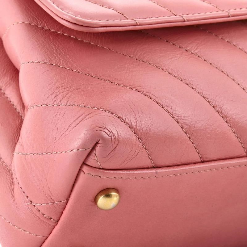 Chanel Coco Top Handle Bag Chevron Calfskin with Lizard Mini - 6