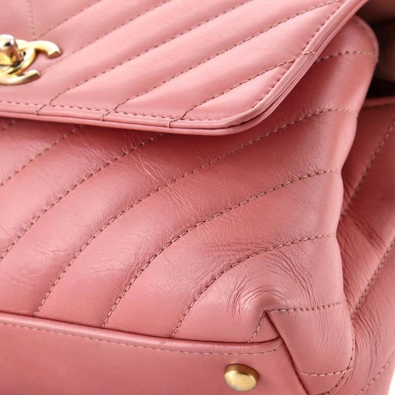 Chanel Coco Top Handle Bag Chevron Calfskin with Lizard Mini - 7