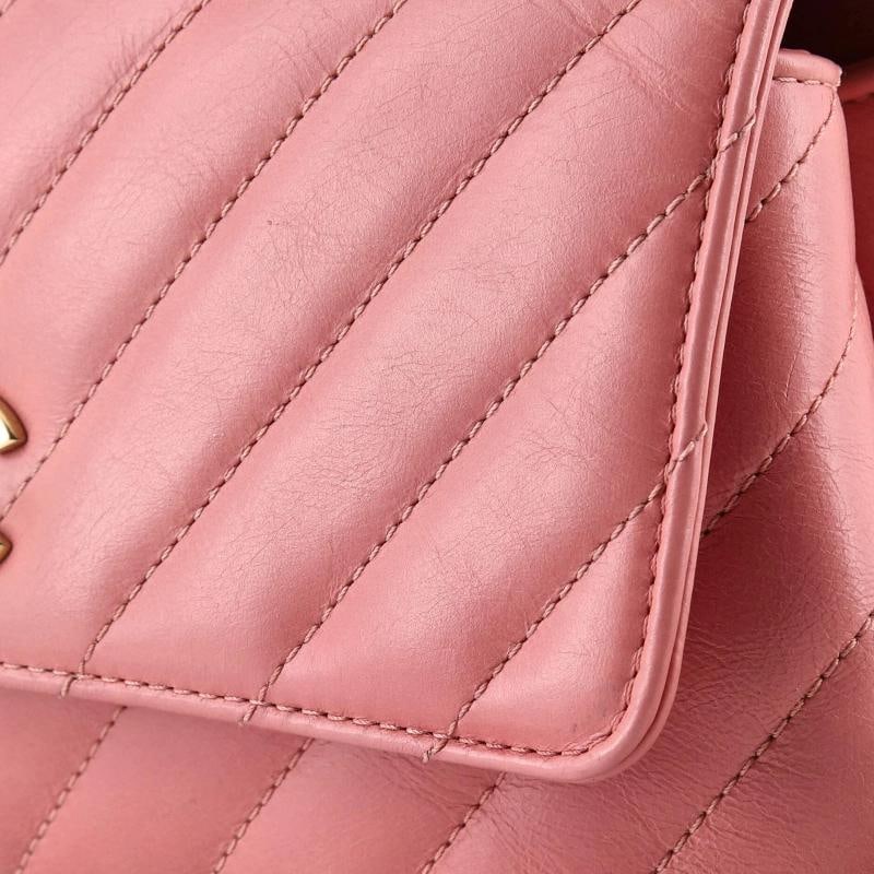 Chanel Coco Top Handle Bag Chevron Calfskin with Lizard Mini - 8