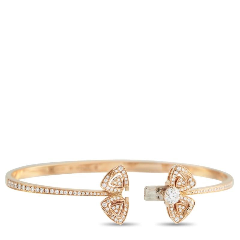 Bvlgari Fiorever 18K Rose Gold Diamond Bangle Bracelet Size Small - 3