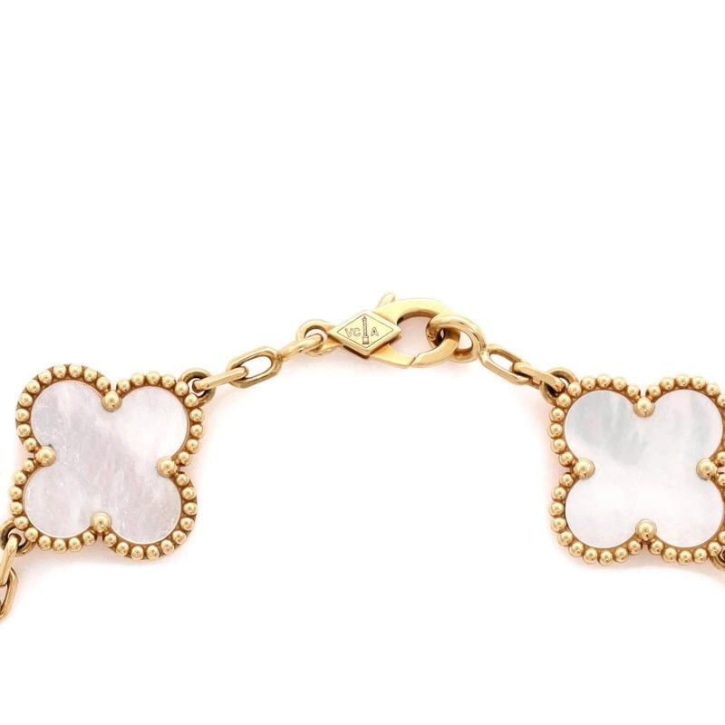 Van Cleef & Arpels Vintage Alhambra 5 Motifs Bracelet 18K Yellow Gold and Mother - 2