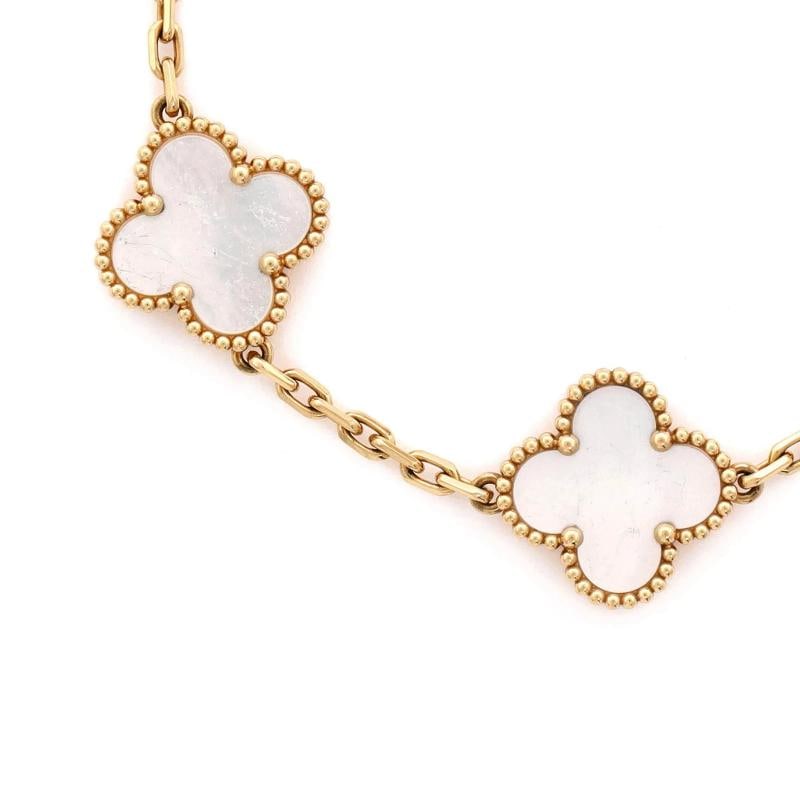 Van Cleef & Arpels Vintage Alhambra 5 Motifs Bracelet 18K Yellow Gold and Mother - 3