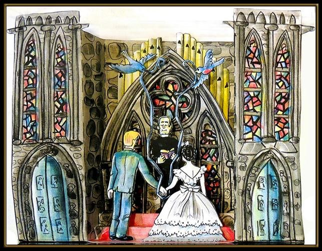 RED GROOMS 3D Color Lithograph The Wedding Hand Signed Modern Relief Sculpture - 2