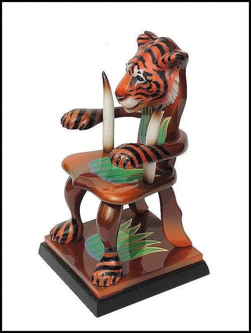 Dan Meyer Original Sculpture Tiger Chair Hand Signed Daniel Painting Artwork SBO - 2