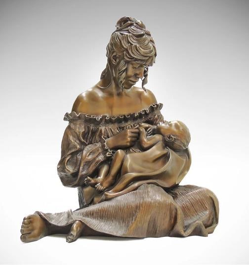 Ramon Parmenter Original Bronze Sculpture Signed Mothers Song Children Artwork: measures approximately 17" x 16" x 12". Artist: Ramon Parmenter,Type: Sculpture,Listed By: Dealer or Reseller,Original/Licensed Reproduction: Original,Signed: Yes,Original/Reproduction: