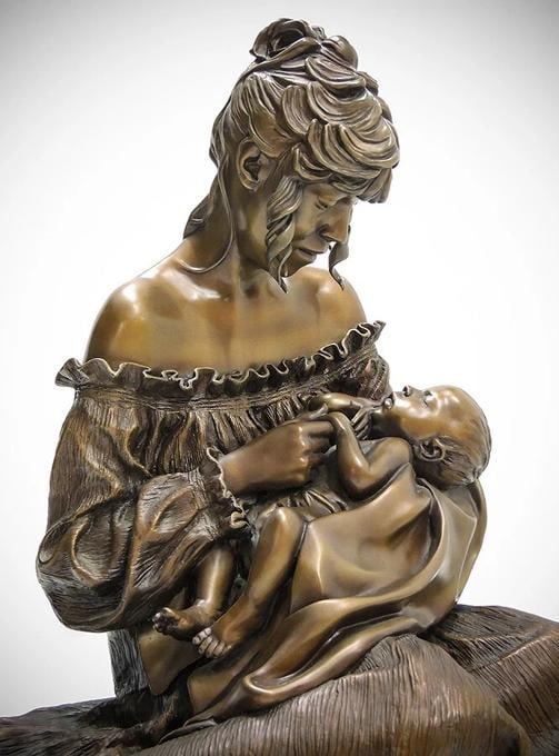 Ramon Parmenter Original Bronze Sculpture Signed Mothers Song Children Artwork - 2