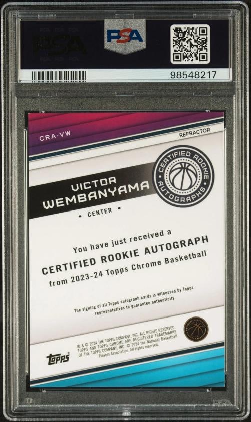 2023 Topps Chrome Certified Rookie Auto #CRAVW Victor Wembanyama Refractor PSA 9 - 2
