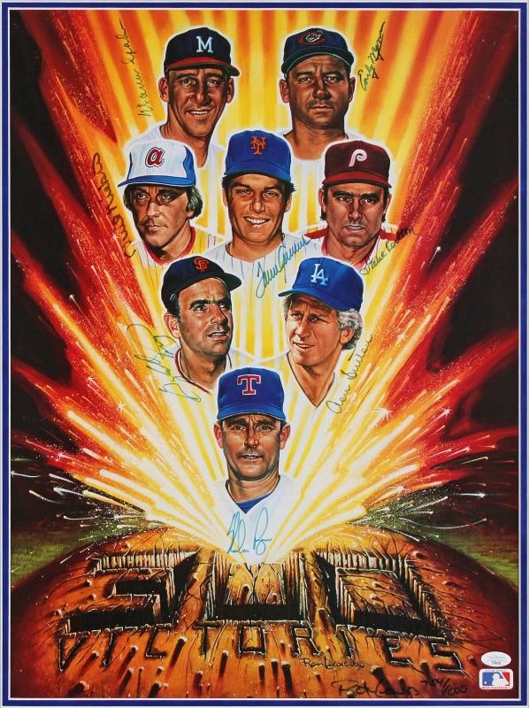 300 Win Club (8) Ryan, Seaver, Spahn +5 Signed 18x24 Framed Photo JSA #TT08650 - 2
