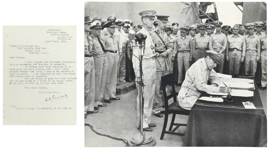 Generals Douglas MacArthur Japanese Surrender World War 2 Signed Photo PSA DNA - 2