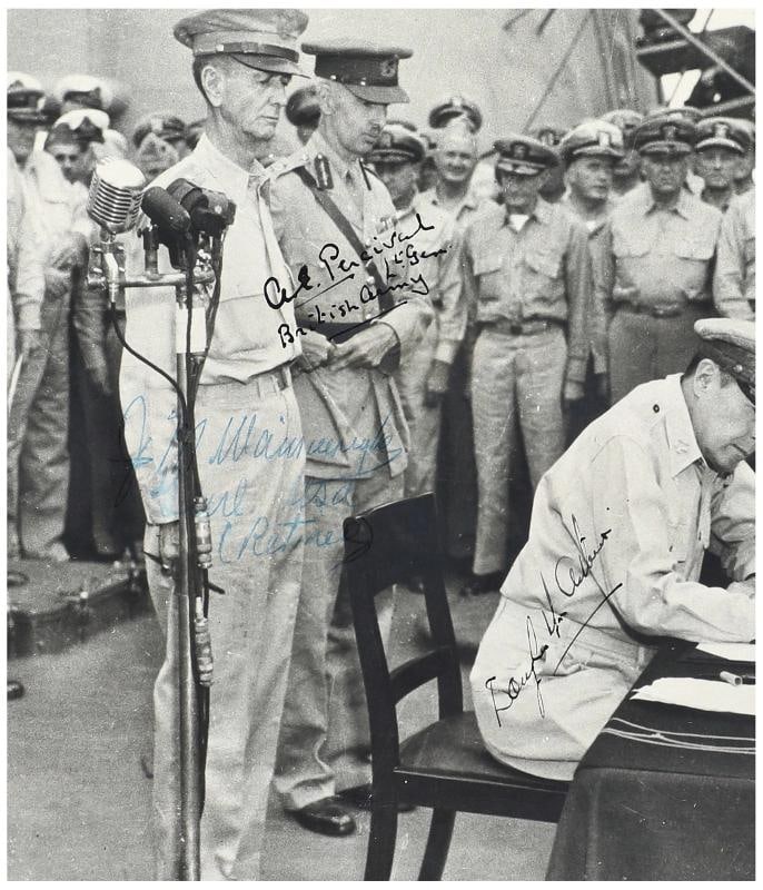 Generals Douglas MacArthur Japanese Surrender World War 2 Signed Photo PSA DNA - 3