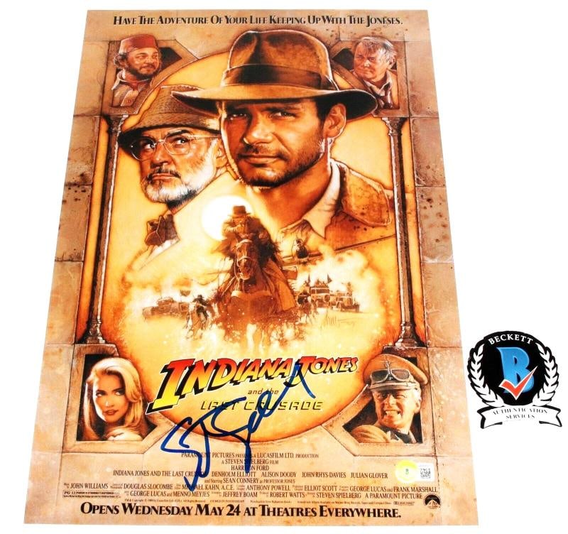 STEVEN SPIELBERG SIGNED INDIANA JONES THE LAST CRUSADE MOVIE POSTER BECKETT COA: Industry: Movies,Autograph Authentication: Beckett,Object Type: Poster,Original/Reproduction: Original,Country of Origin: United States