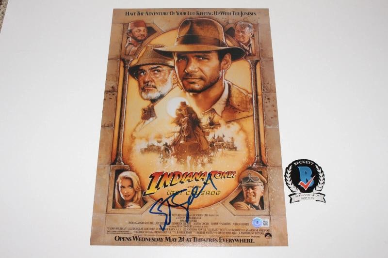 STEVEN SPIELBERG SIGNED INDIANA JONES THE LAST CRUSADE MOVIE POSTER BECKETT COA - 2