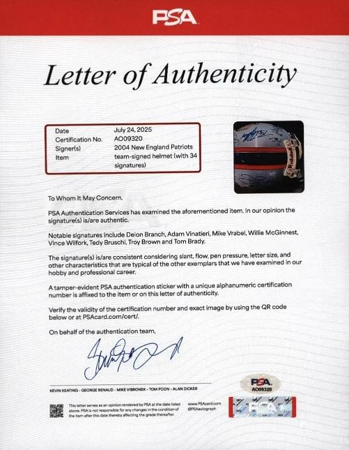 2004 New England Patriots Super Bowl Champs Team Signed Helmet Tom Brady PSA DNA - 3