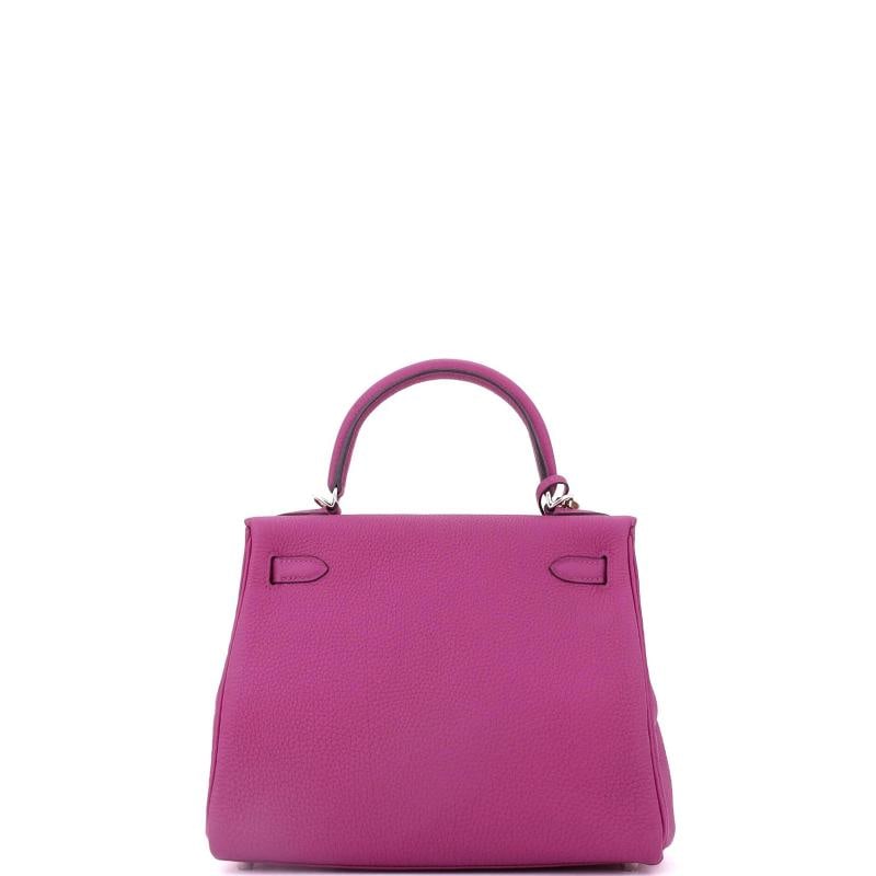 Hermes Kelly Handbag Pink Togo with Palladium Hardware 25 - 4