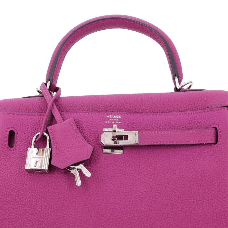 Hermes Kelly Handbag Pink Togo with Palladium Hardware 25 - 7