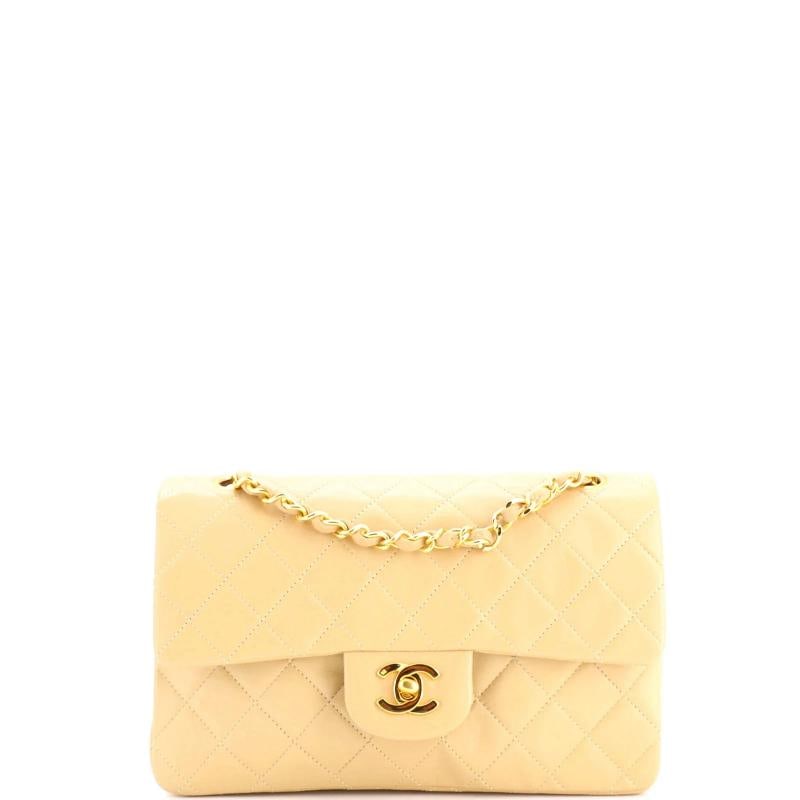 Chanel Vintage Classic Double Flap Bag Quilted Lambskin Small: Accessories: Authenticity Card Measurements: Handle Drop 10", Height 5.5", Width 9.5", Depth 2.5", Strap Drop 17.5", Condition: Pre-owned - Good,Brand: Chanel,Exterior Material: Leather,Style: Shoulde