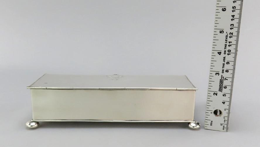 19th Century English Silverplate Inkwell Stand Desk Piece 2 Inkwells 8 1/2" Long - 10