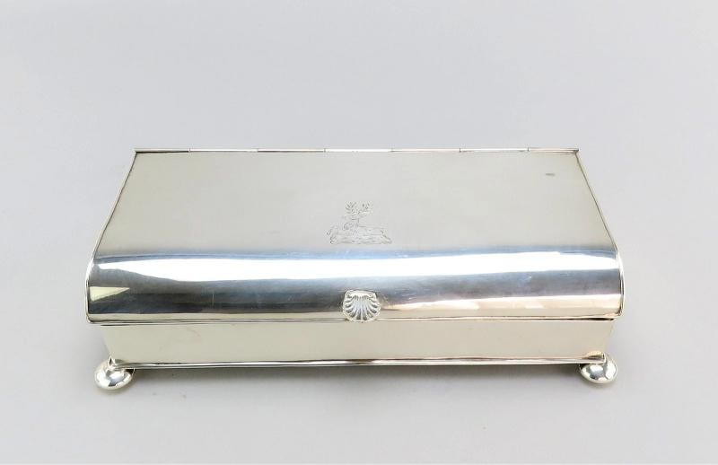 19th Century English Silverplate Inkwell Stand Desk Piece 2 Inkwells 8 1/2" Long - 2