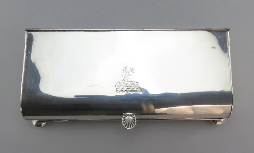 19th Century English Silverplate Inkwell Stand Desk Piece 2 Inkwells 8 1/2" Long - 5