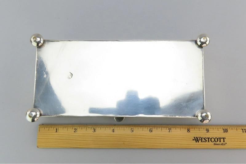 19th Century English Silverplate Inkwell Stand Desk Piece 2 Inkwells 8 1/2" Long - 8