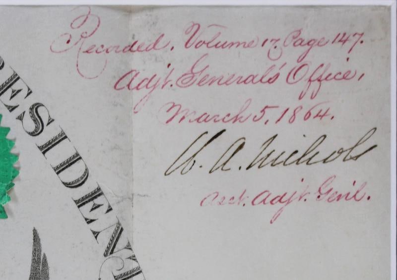 Abraham Lincoln Signed & Framed 15.75x19.75 1864 Military Appointment BAS LOA - 3