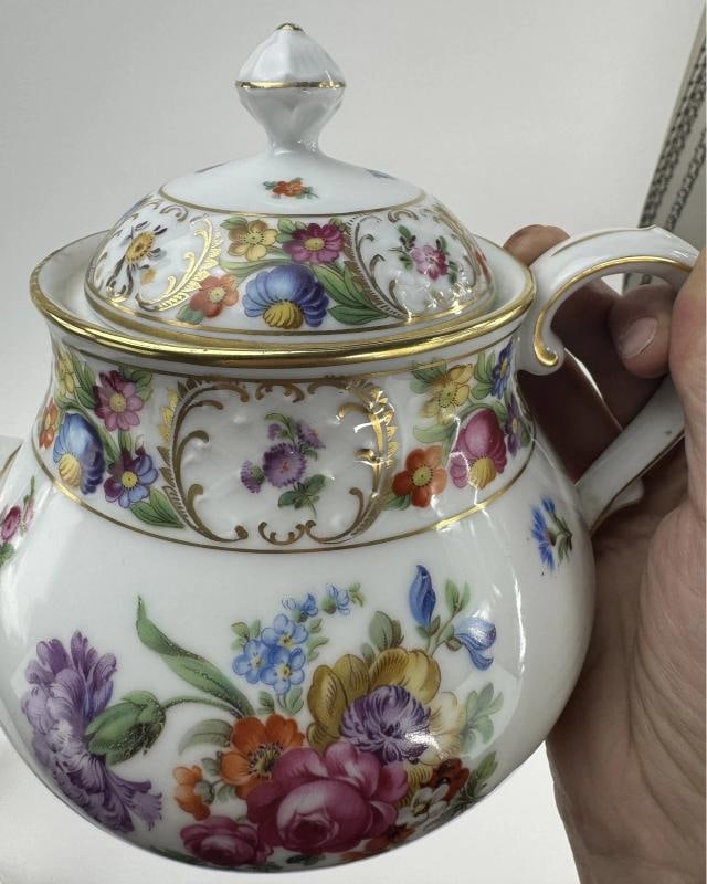 Fine VTG Schumann Bavaria Dresden Flowers 4pc Tea Set Tea and Coffee Pot - 5