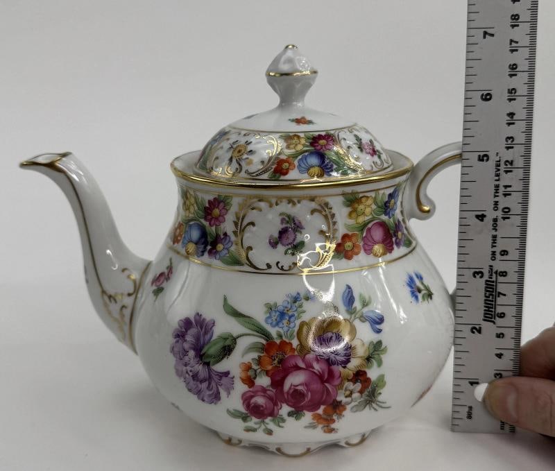 Fine VTG Schumann Bavaria Dresden Flowers 4pc Tea Set Tea and Coffee Pot - 8
