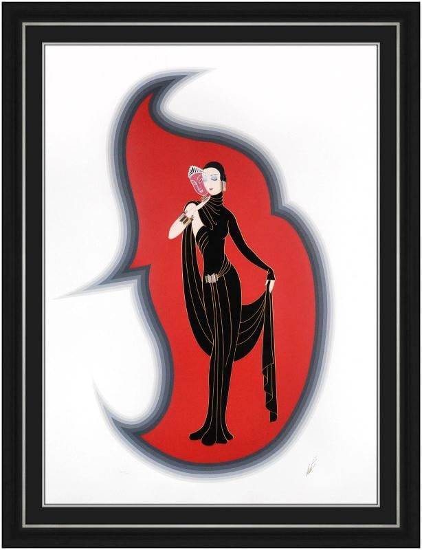 Erte Original Highly Embossed Color Serigraph Crystal Mask Signed Framed Artwork: Condition: Used,Artist: Erte,Unit of Sale: Single Piece,Image Orientation: Portrait,Signed: Yes,Period: Contemporary (1970 - 2020),Material: Paper,Certificate of Authenticity (COA):