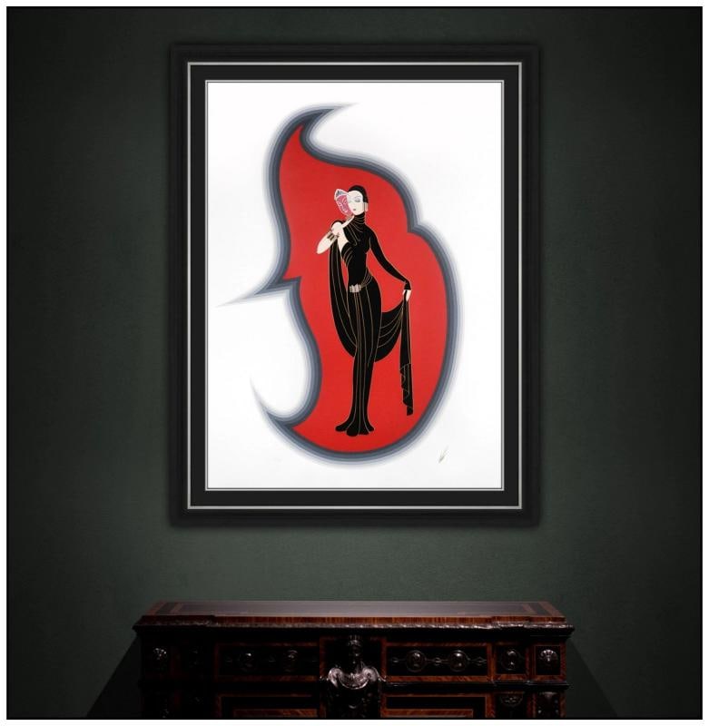 Erte Original Highly Embossed Color Serigraph Crystal Mask Signed Framed Artwork - 2