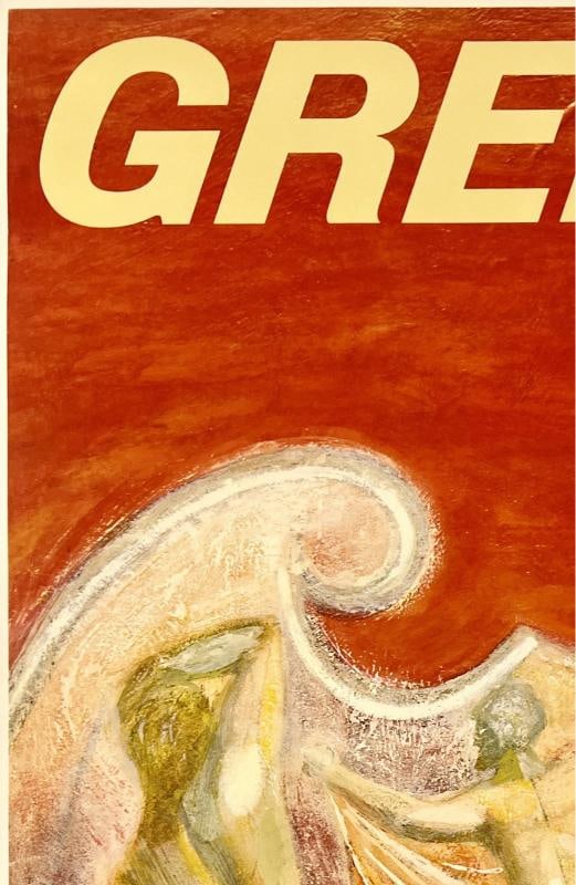 Original Vintage Poster GREECE FLY TWA UP UP & AWAY Airline Travel Tourism LINEN - 2
