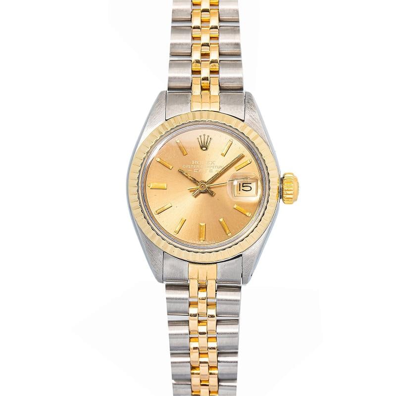Rolex Date 6917 Jubilee YG Two Tone Champagne Dial Auto Women Watch 26mm: Condition: Pre-owned: An item that has been used previously. The item may have some signs of cosmetic wear, but is fully operational and functions as intended. This item may be a floor model or store