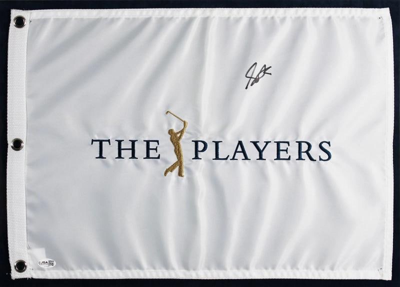 Scottie Scheffler Signed & Framed Player's Championship Pin Flag JSA #CN05906 - 2