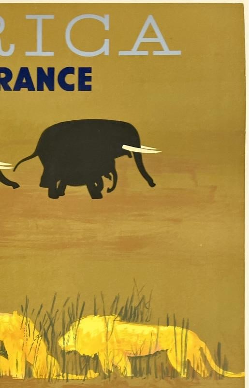 Original Vintage Poster AFRICA AIR FRANCE Airline Travel Tourism MCM LINEN - 3