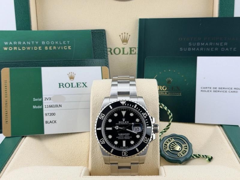 Rolex Submariner Date 116610LN 40mm Black Ceramic Steel Service Card Box Paper: Condition: Pre-owned - Excellent,Bezel Color: Black,Year Manufactured: 2010-2019,Band/Strap: Rolex Oyster,Case Color: Silver,Department: Men,Watch Shape: Round,Style: Casual, Classic, Dress/Formal,