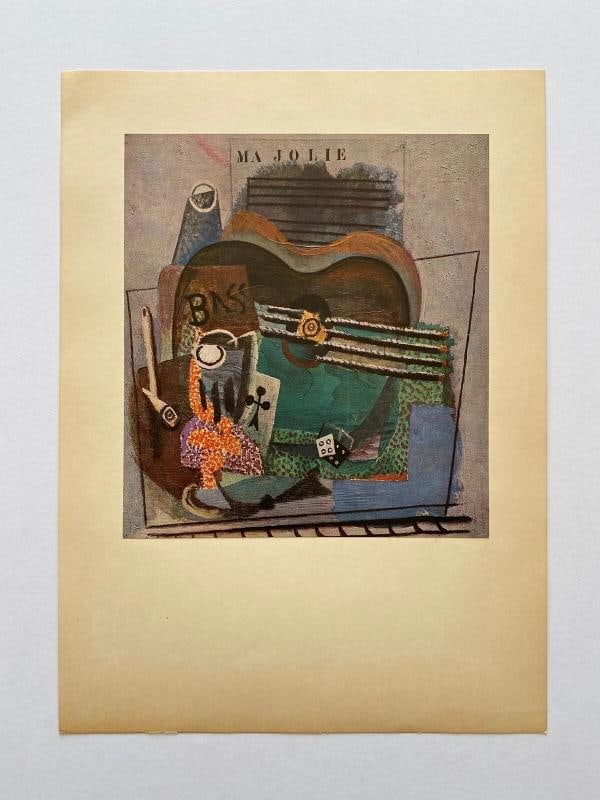 PABLO PICASSO RARE VINTAGE 1953 CUBISM FINE ART LITHOGRAPH PRINT "MA JOLIE" 1914 - 3