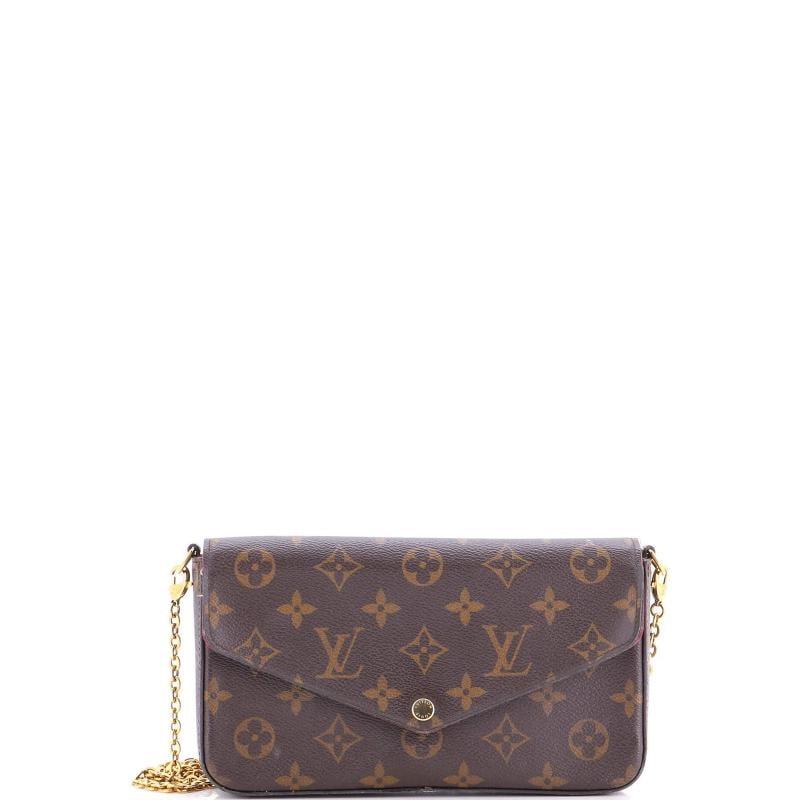 Louis Vuitton Felicie Pochette Monogram Canvas: Condition: Pre-owned - Fair,Brand: Louis Vuitton,Exterior Material: Canvas Coated,Style: Cross Body Bags,Exterior Color: Brown,Department: Women,Size: Unknown,Accessories: Card Holder, With Strap